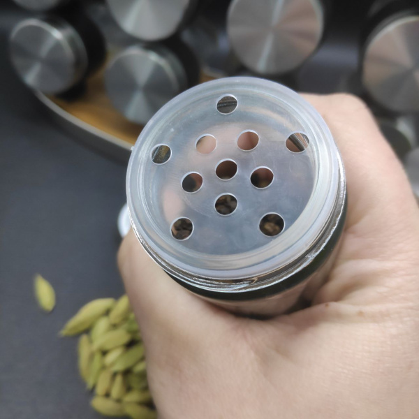 Набор для специй на подставке из дерева Spice Rack 12 предметов / Органайзер на кухню / Набор емкостей для хранения приправ